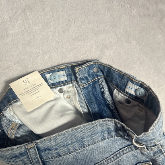 NWT GAP Kids High Stride Ankle Girls 12 Wide Leg Jeans Blue Denim Relaxed Cotton - Picture 4 of 11